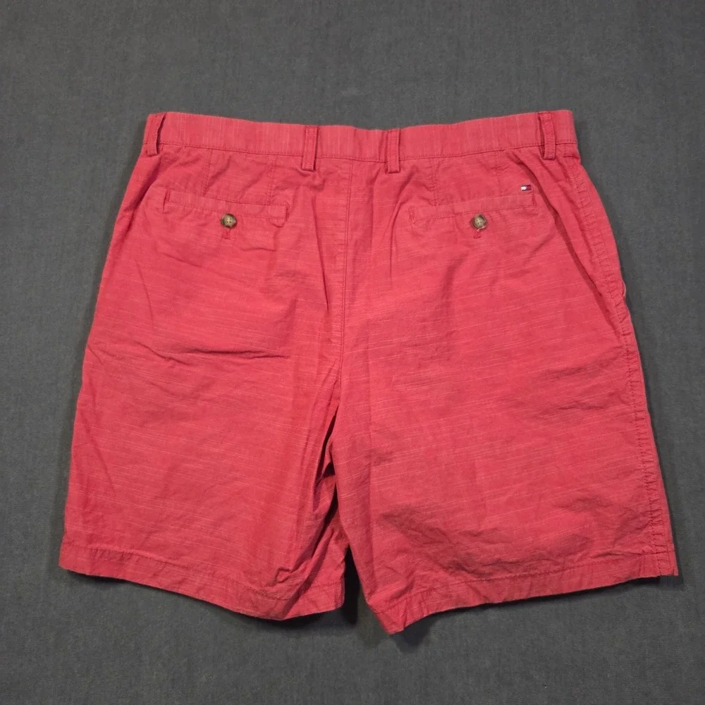 Tommy Hilfiger Chino Shorts Mens 36 Red Slub Texture Cotton Casual Classic Fit